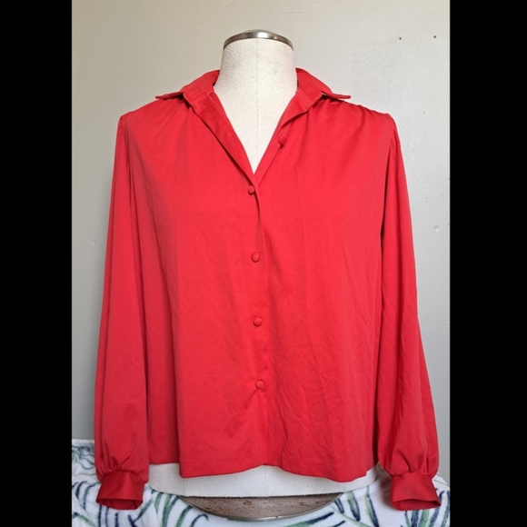 Vinatge Glenayr Red "Kitten" Blouse - Picture 1 of 6